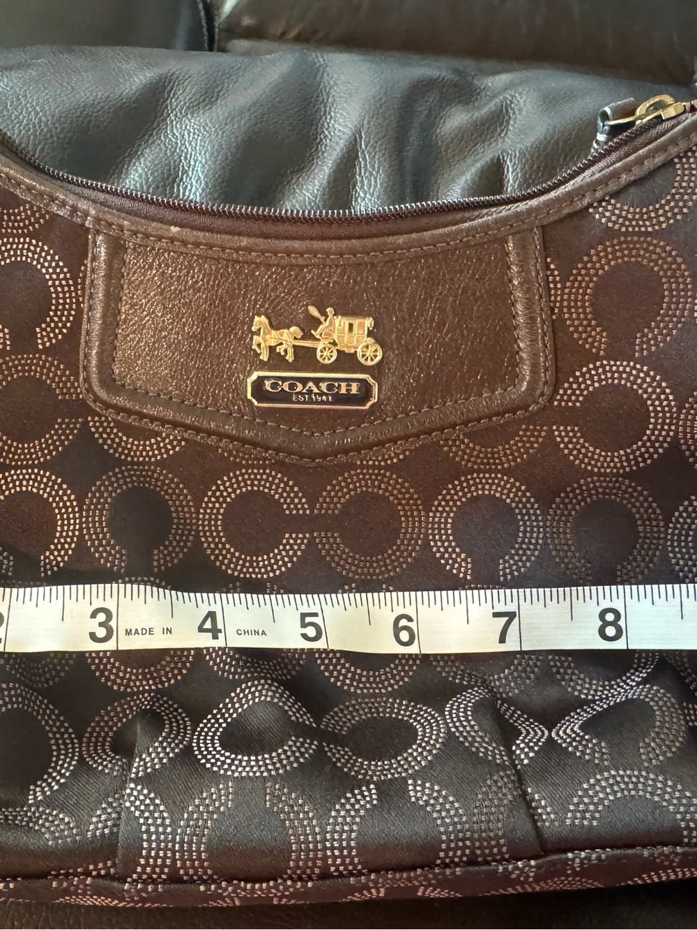 Coach Madison Op Art C Brown Signature Mini Hobo Shoulder Bag - Picture 12 of 14